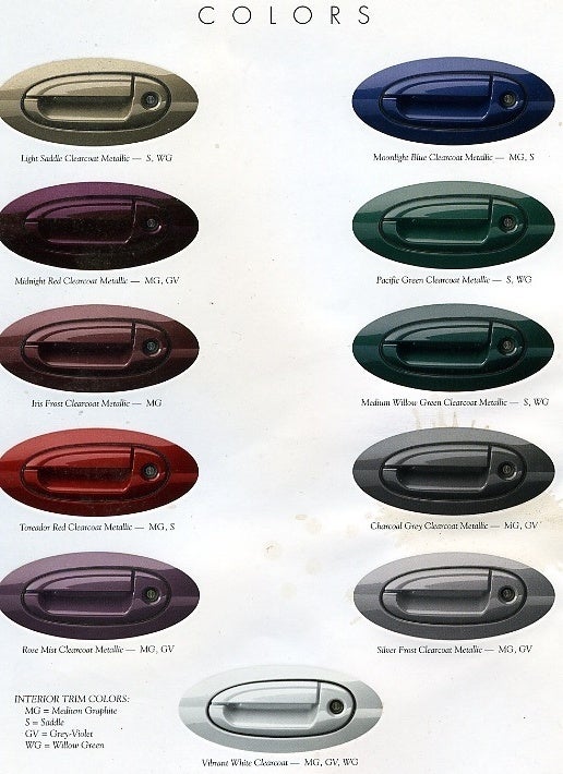 1995 Colors ford paint taurus